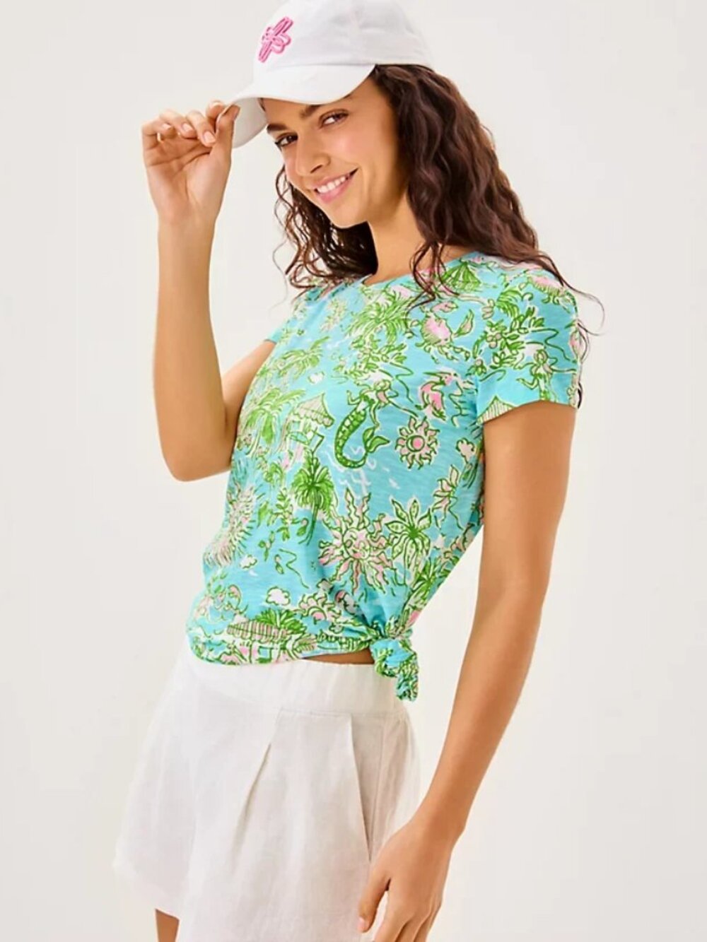Lilly Pulitzer Women's Etta Scoop Neck, Fresh Water Blue Sunbathers Bliss